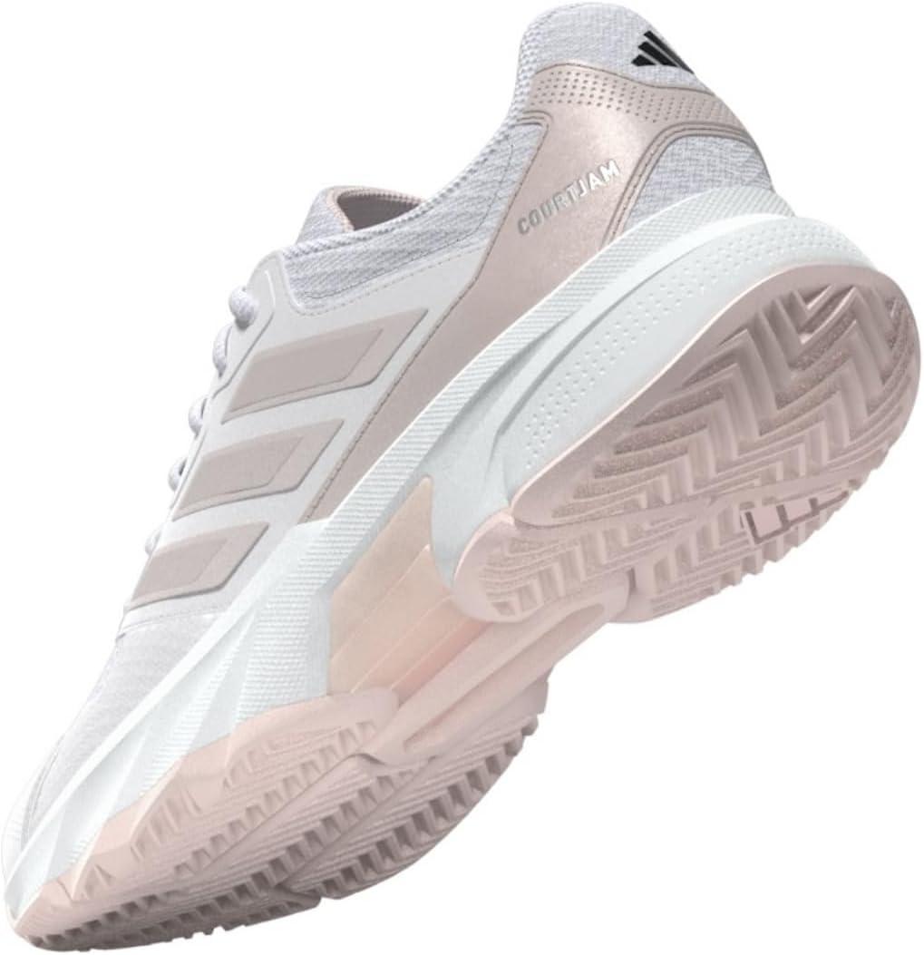 imageadidas Womens Courtjam Control 3 Tennis SneakerWhiteSandy Pink MetSandy Pink