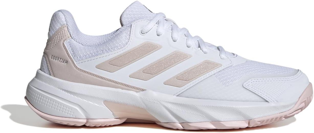 imageadidas Womens Courtjam Control 3 Tennis SneakerWhiteSandy Pink MetSandy Pink