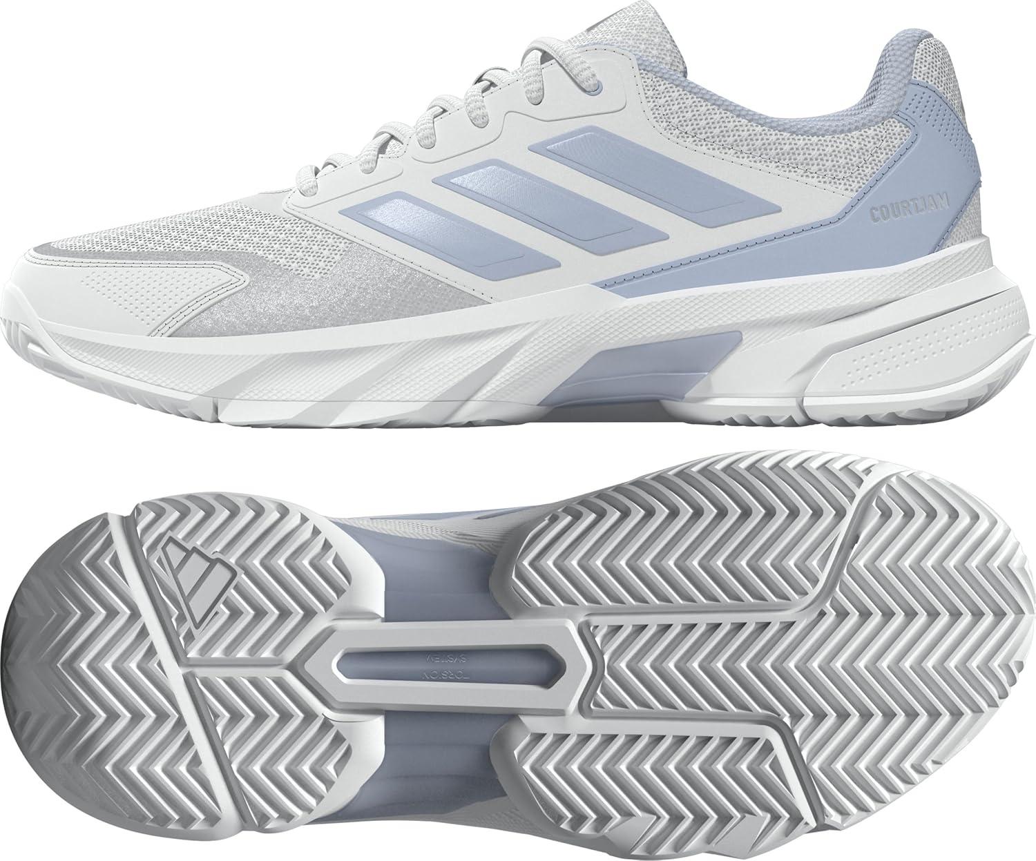 imageadidas Womens Courtjam Control 3 Tennis SneakerWhiteSilver Metallic