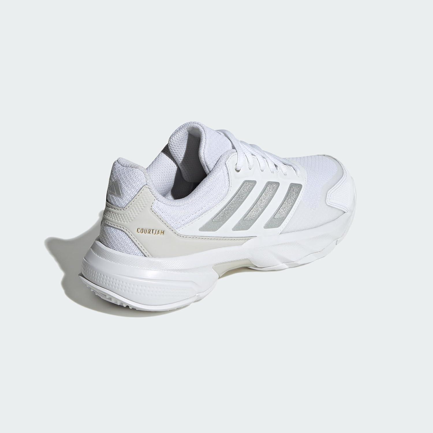 imageadidas Womens Courtjam Control 3 Tennis SneakerWhiteSilver MetallicGrey