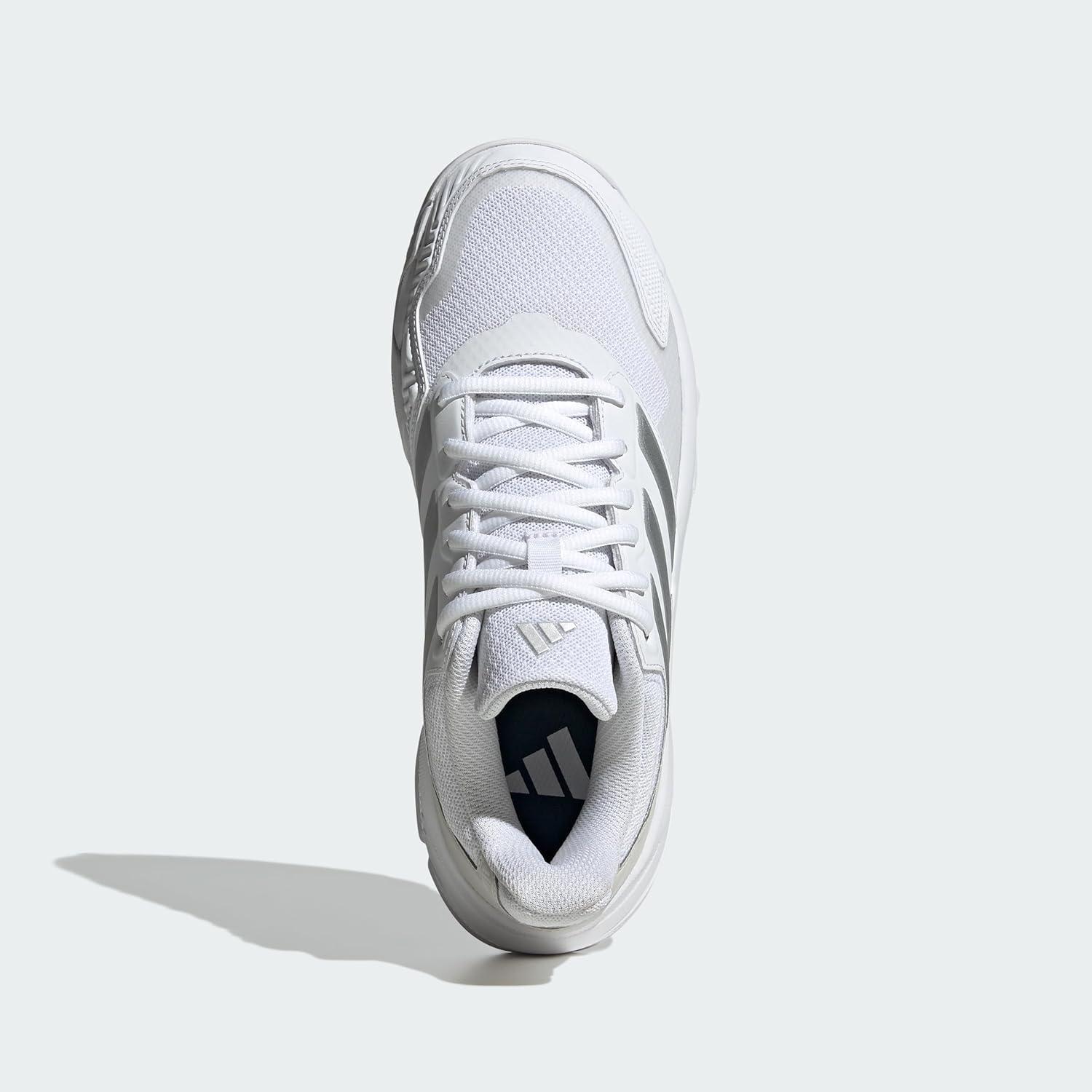 imageadidas Womens Courtjam Control 3 Tennis SneakerWhiteSilver MetallicGrey