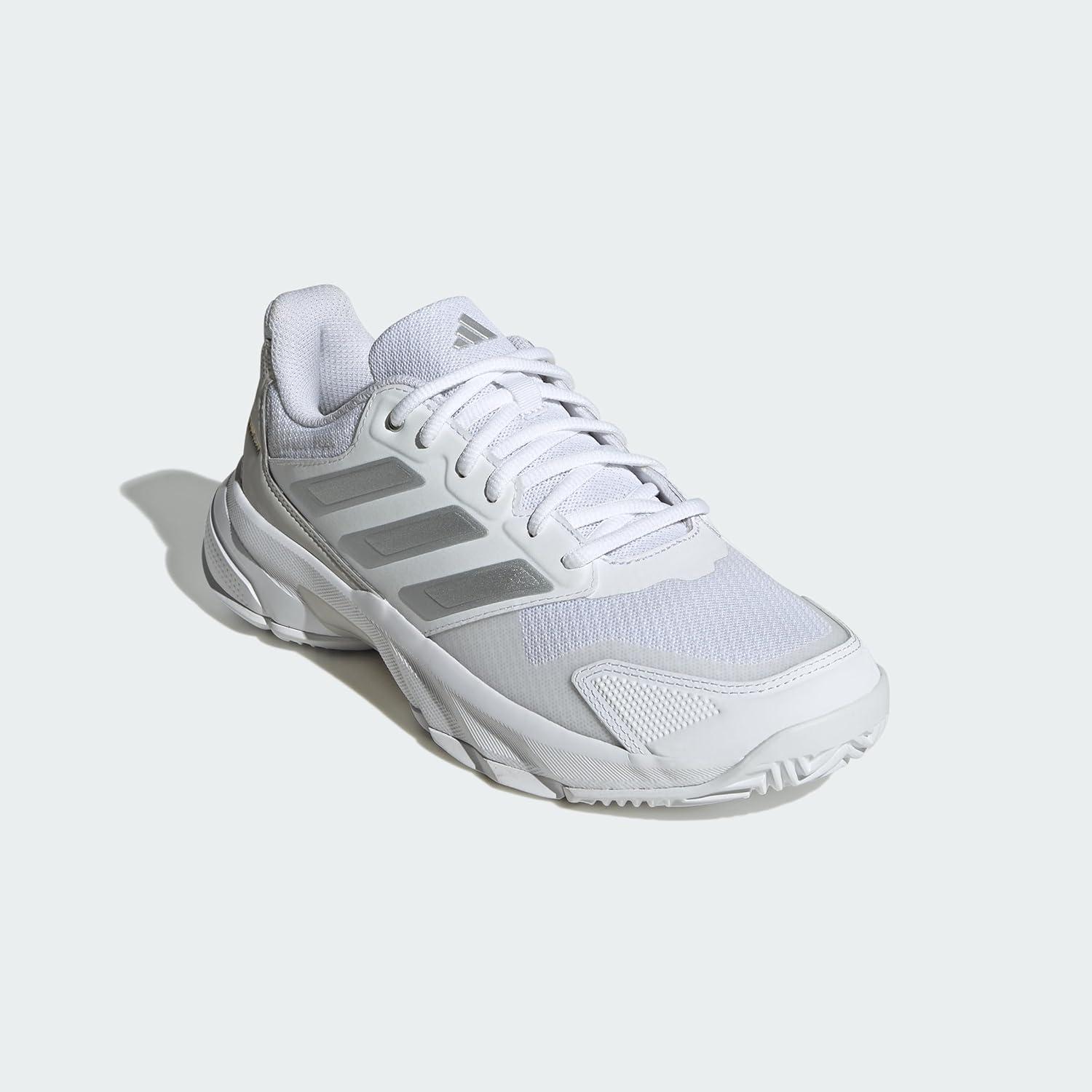 imageadidas Womens Courtjam Control 3 Tennis SneakerWhiteSilver MetallicGrey