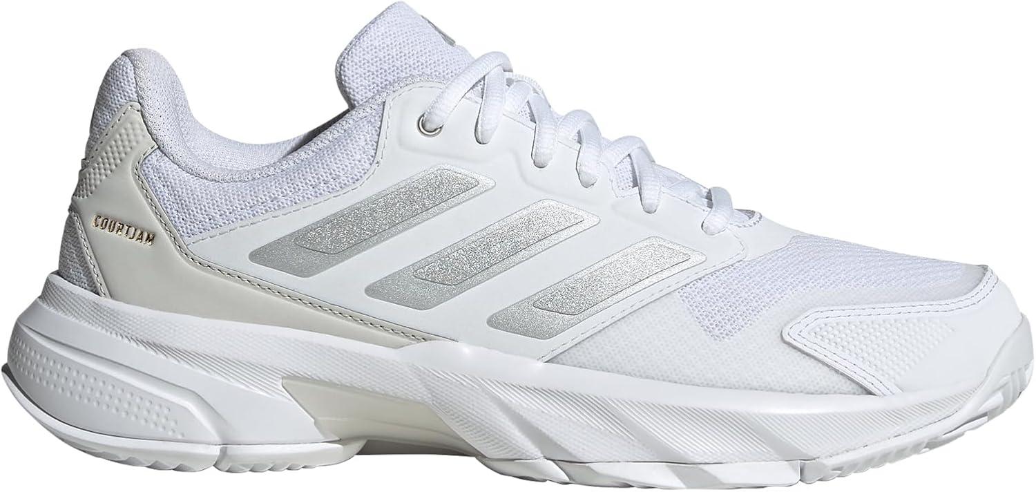 imageadidas Womens Courtjam Control 3 Tennis SneakerWhiteSilver MetallicGrey