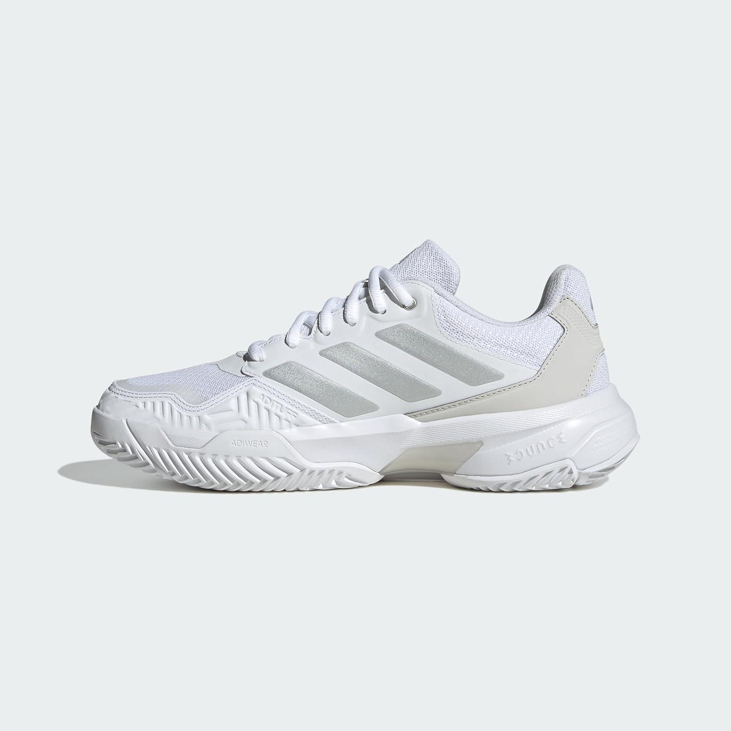 imageadidas Womens Courtjam Control 3 Tennis SneakerWhiteSilver MetallicGrey