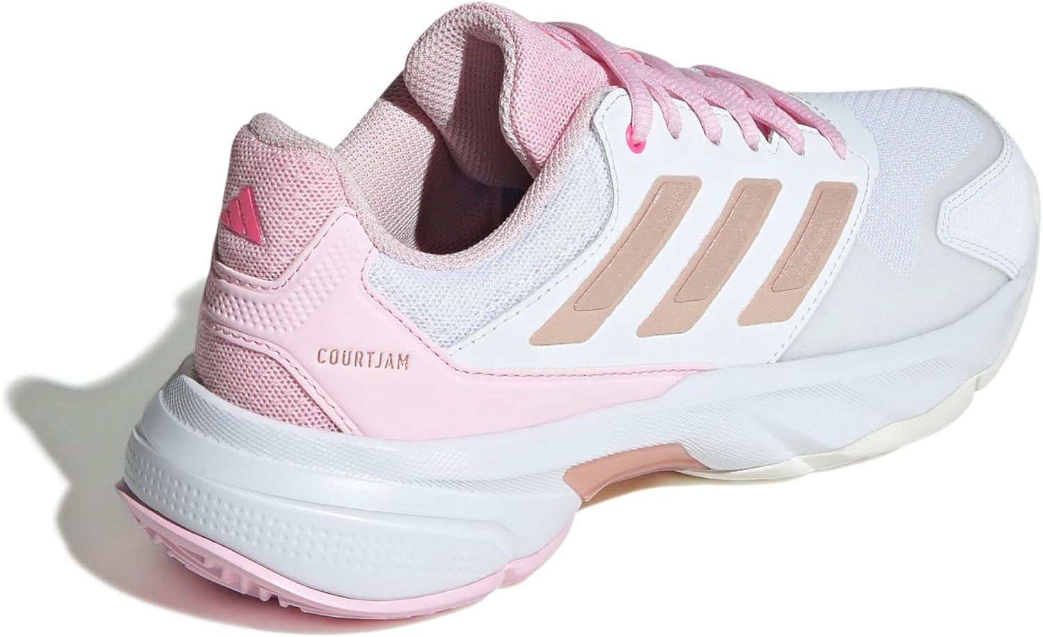 imageadidas Womens Courtjam Control 3 Tennis SneakerWhiteSilver MetallicLucid Pink