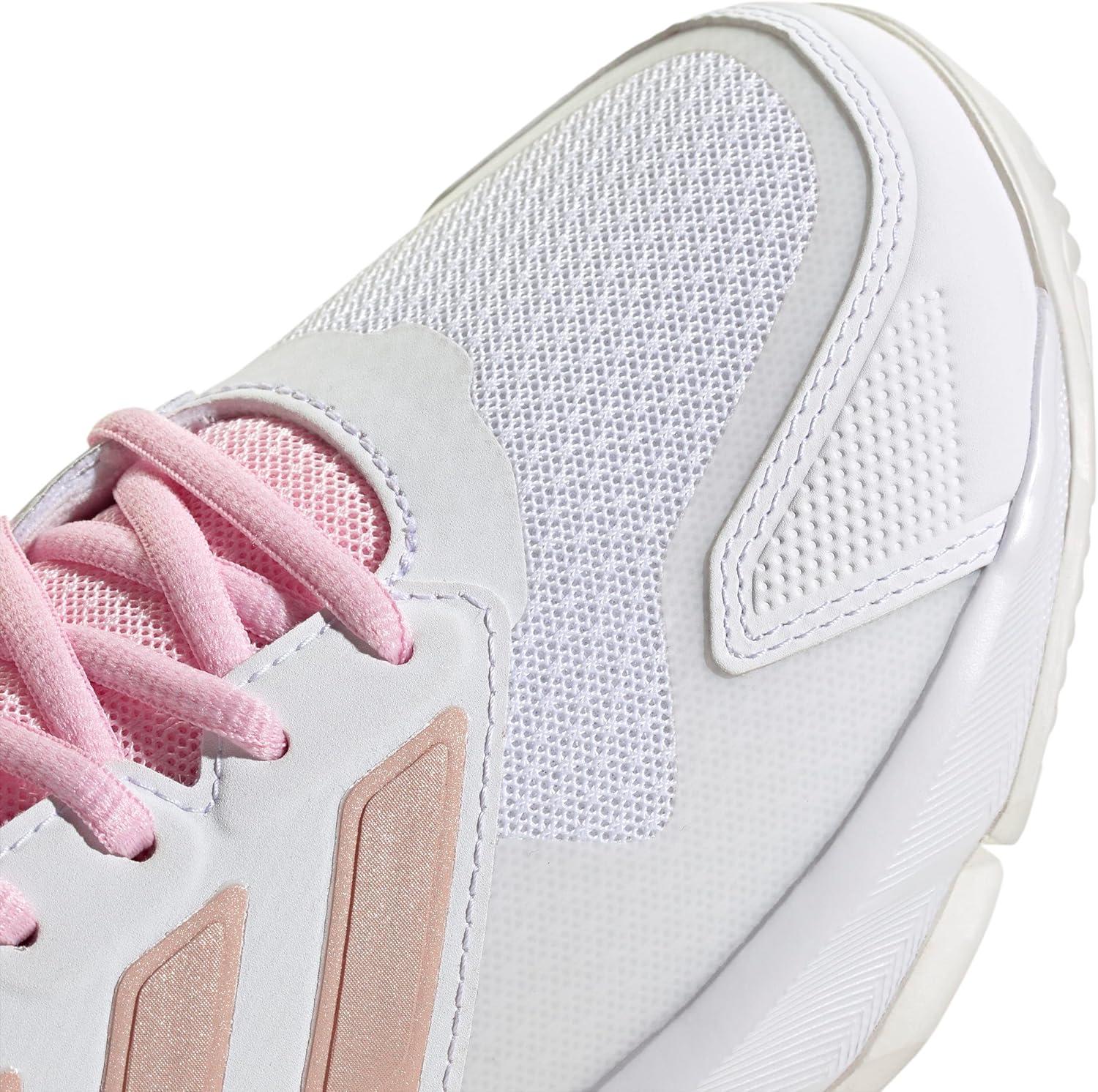 imageadidas Womens Courtjam Control 3 Tennis SneakerWhiteSilver MetallicLucid Pink