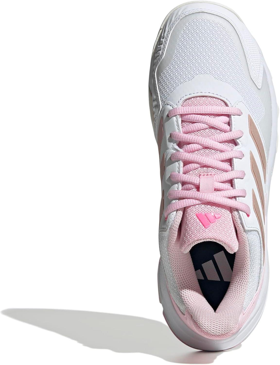 imageadidas Womens Courtjam Control 3 Tennis SneakerWhiteSilver MetallicLucid Pink