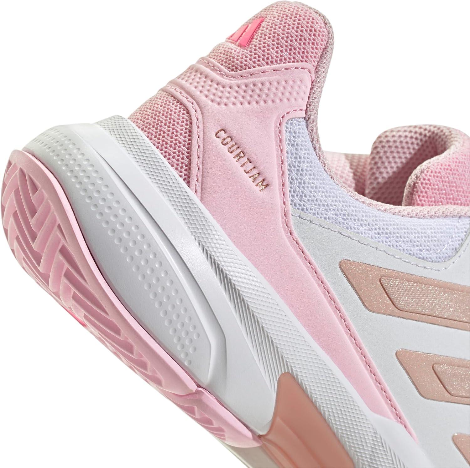 imageadidas Womens Courtjam Control 3 Tennis SneakerWhiteSilver MetallicLucid Pink