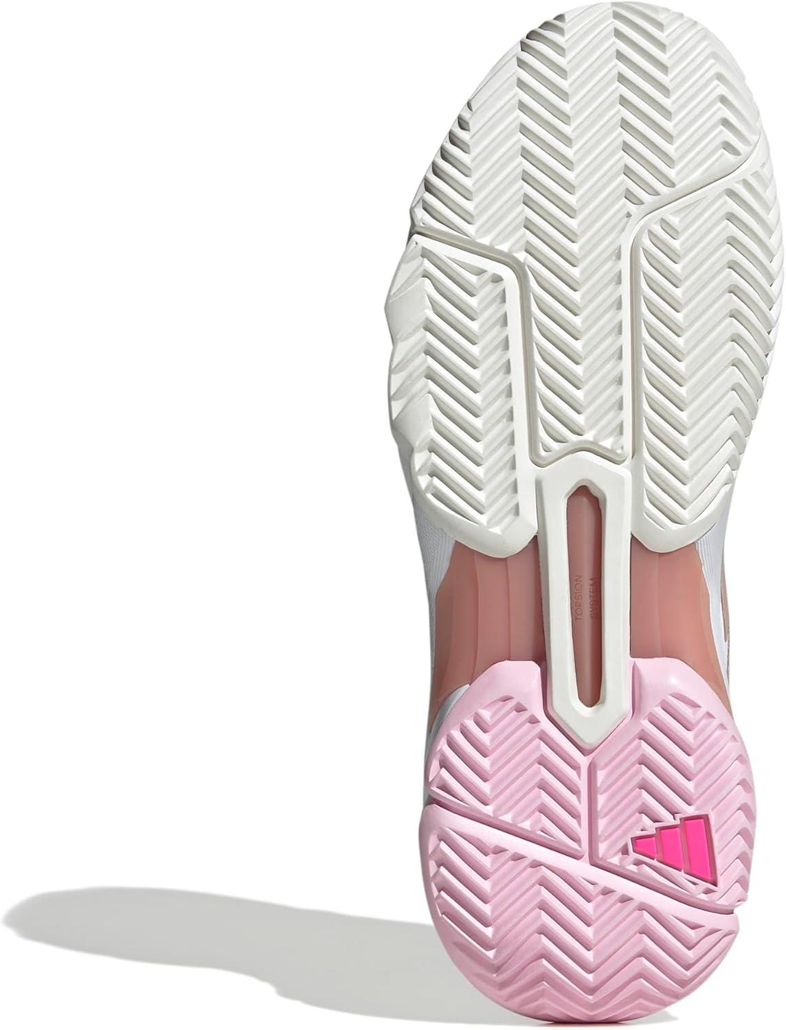imageadidas Womens Courtjam Control 3 Tennis SneakerWhiteSilver MetallicLucid Pink
