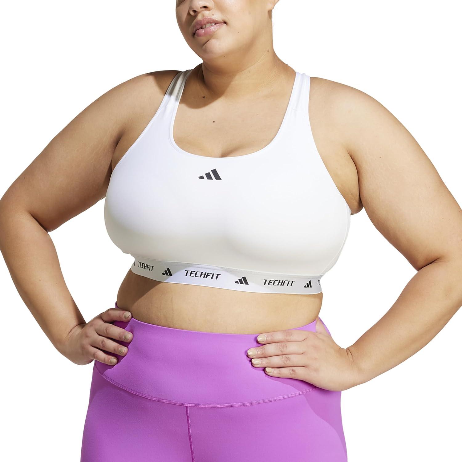 imageadidas Womens Plus Size Powerreact Techfit Training BraWhite