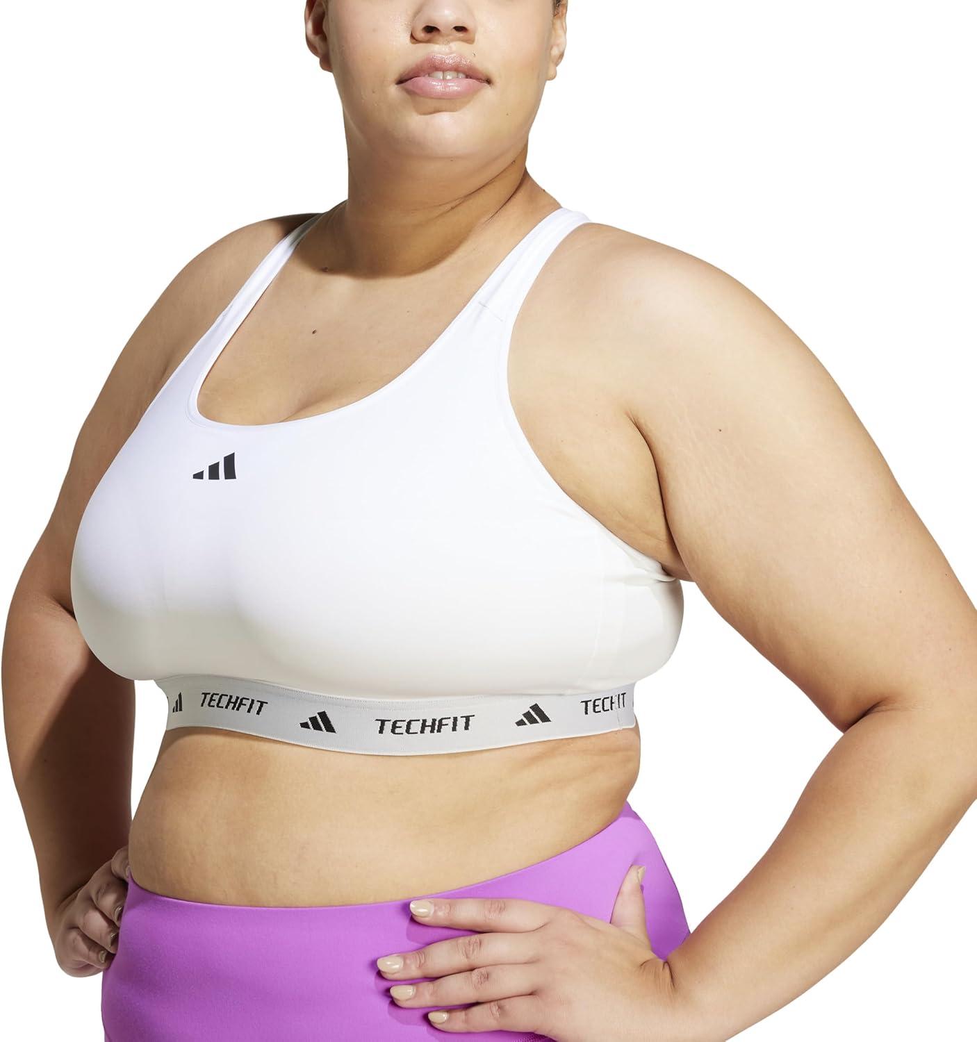 imageadidas Womens Plus Size Powerreact Techfit Training BraWhite