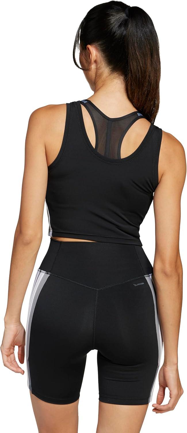 imageadidas Womens Train Essentials 3Stripes Cropped Tank TopBlackWhite