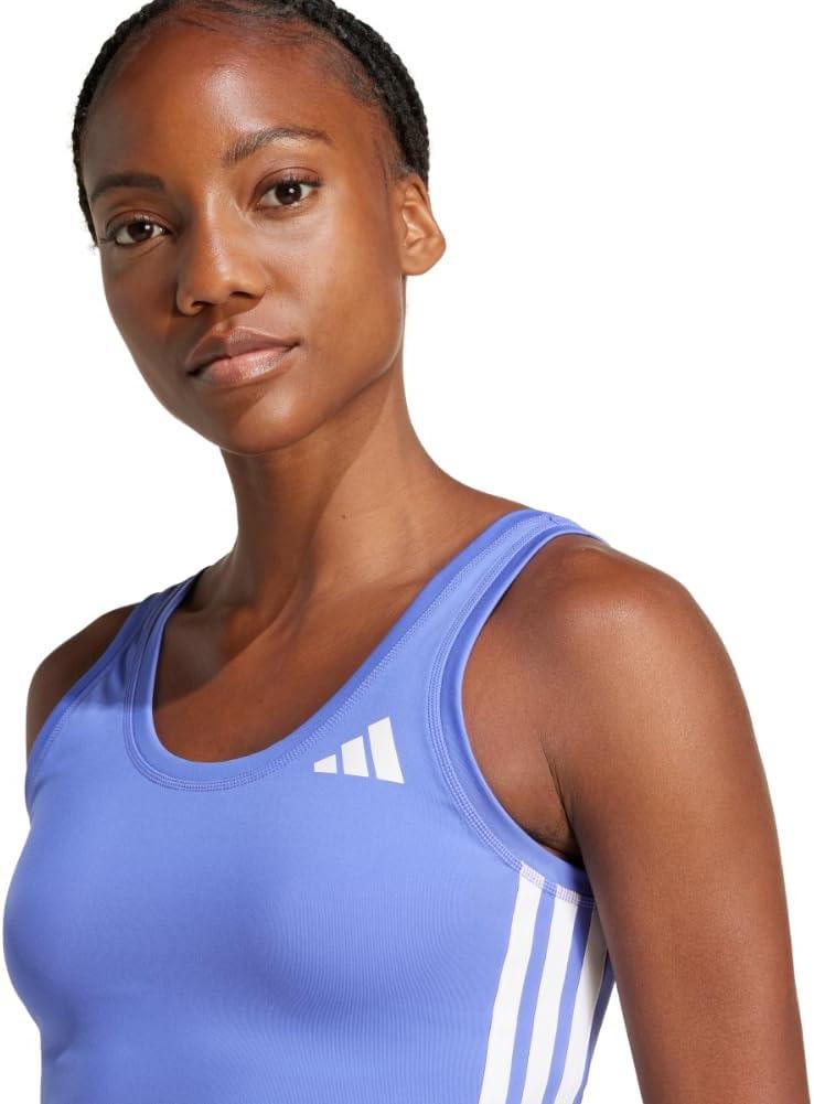 imageadidas Womens Train Essentials 3Stripes Cropped Tank TopSemi Cobalt BlueWhite