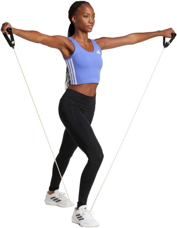 imageadidas Womens Train Essentials 3Stripes Cropped Tank TopSemi Cobalt BlueWhite