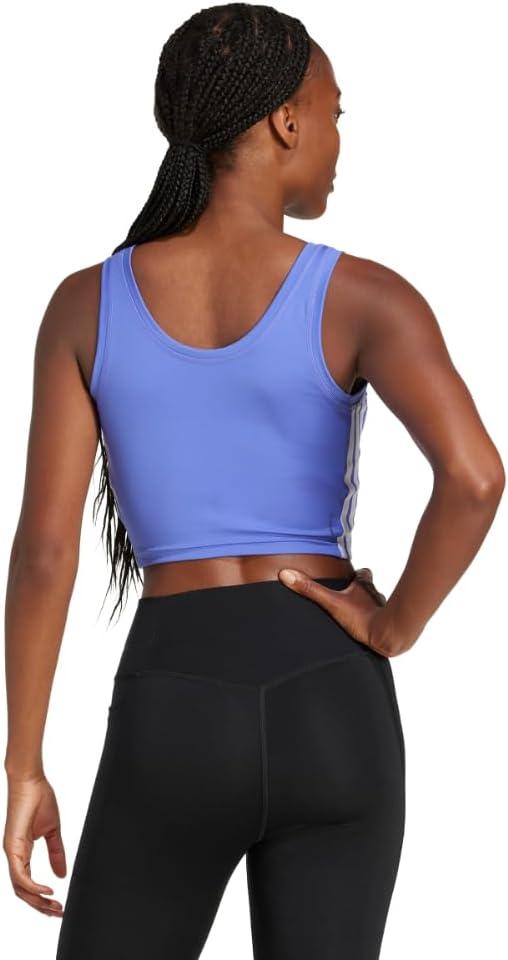 imageadidas Womens Train Essentials 3Stripes Cropped Tank TopSemi Cobalt BlueWhite
