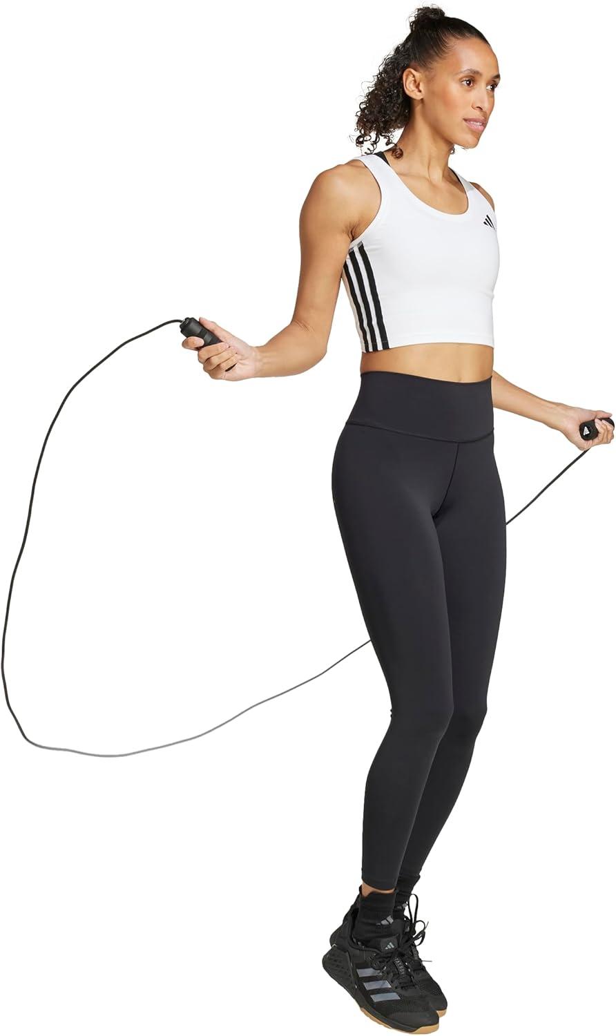 imageadidas Womens Train Essentials 3Stripes Cropped Tank TopWhiteBlack
