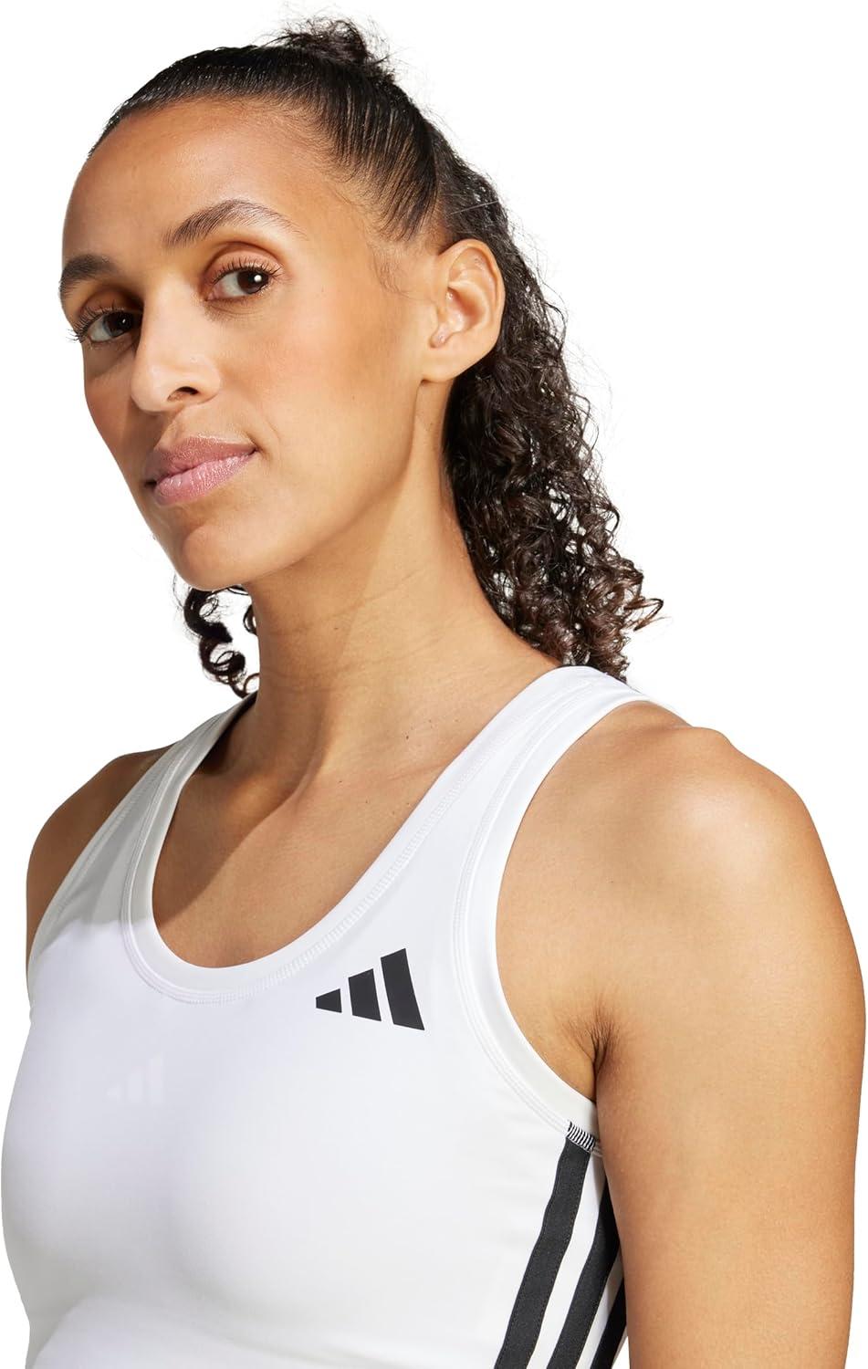 imageadidas Womens Train Essentials 3Stripes Cropped Tank TopWhiteBlack