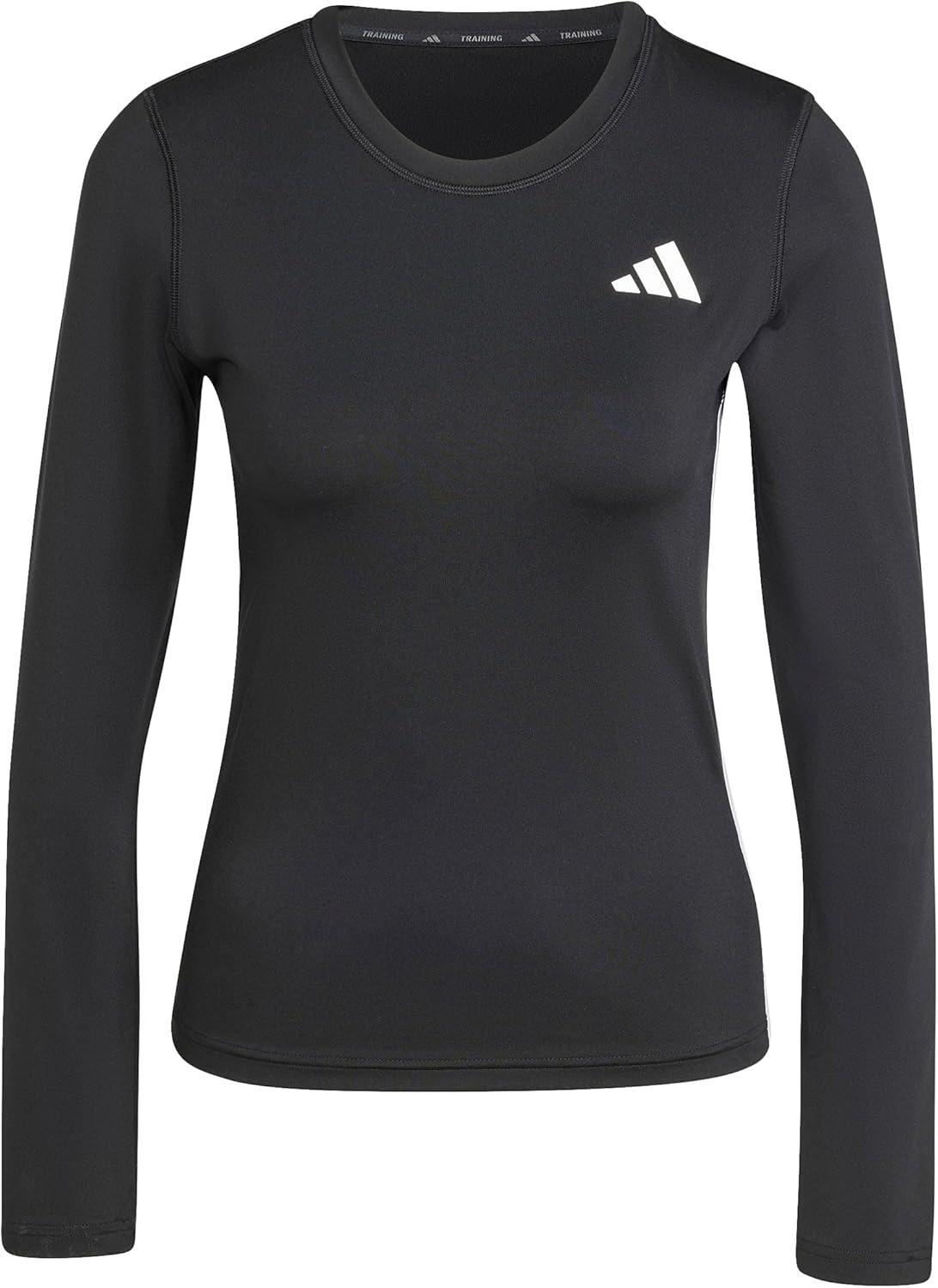 imageadidas Womens Train Essentials 3Stripes Long Sleeve TShirtBlackWhite