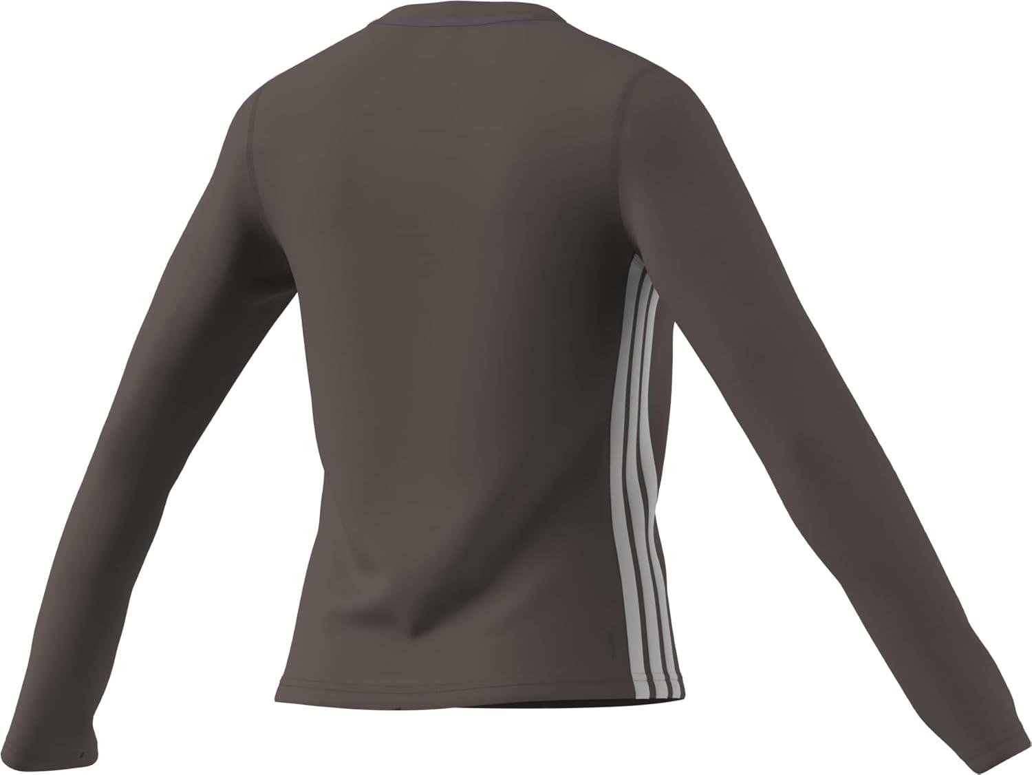 imageadidas Womens Train Essentials 3Stripes Long Sleeve TShirtEarth StrataWhite