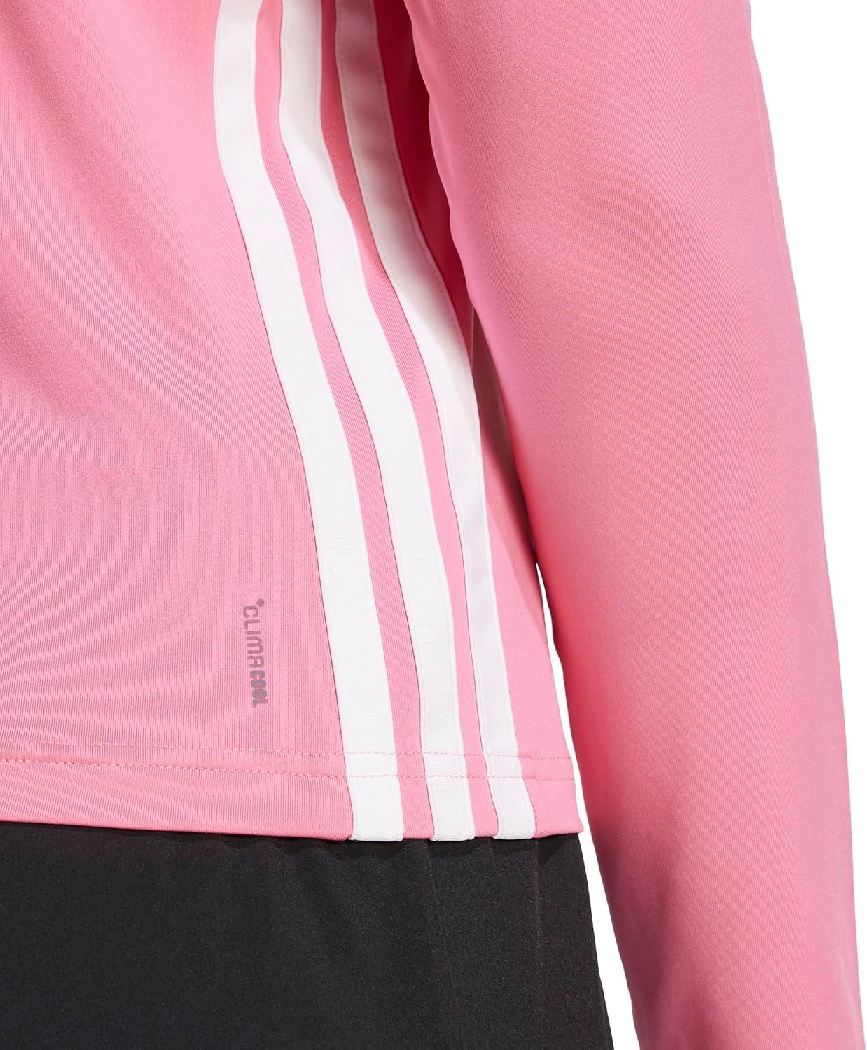 imageadidas Womens Train Essentials 3Stripes Long Sleeve TShirtPink FusionWhite