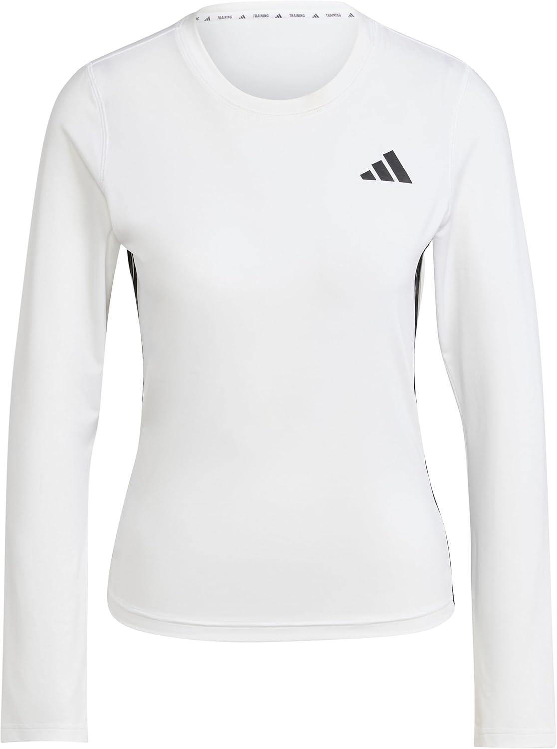 imageadidas Womens Train Essentials 3Stripes Long Sleeve TShirtWhiteBlack