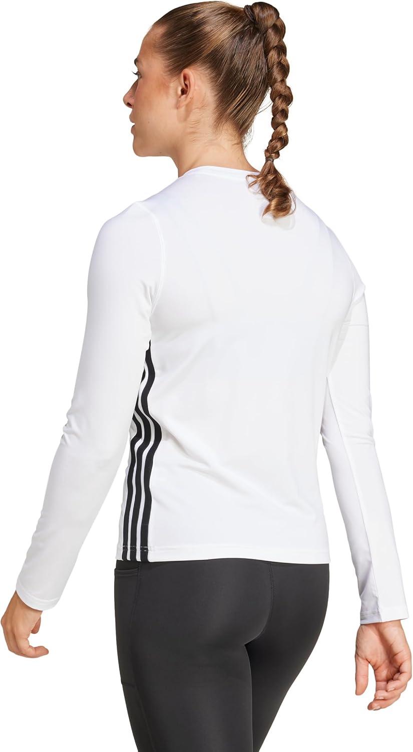imageadidas Womens Train Essentials 3Stripes Long Sleeve TShirtWhiteBlack