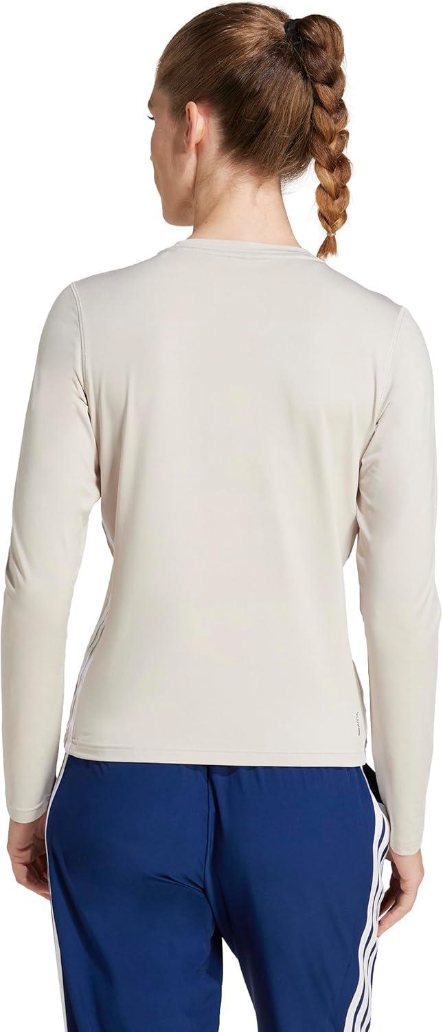 imageadidas Womens Train Essentials 3Stripes Long Sleeve TShirtWonder AluminaWhite