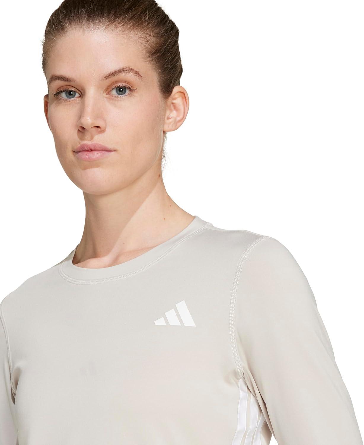 imageadidas Womens Train Essentials 3Stripes Long Sleeve TShirtWonder AluminaWhite