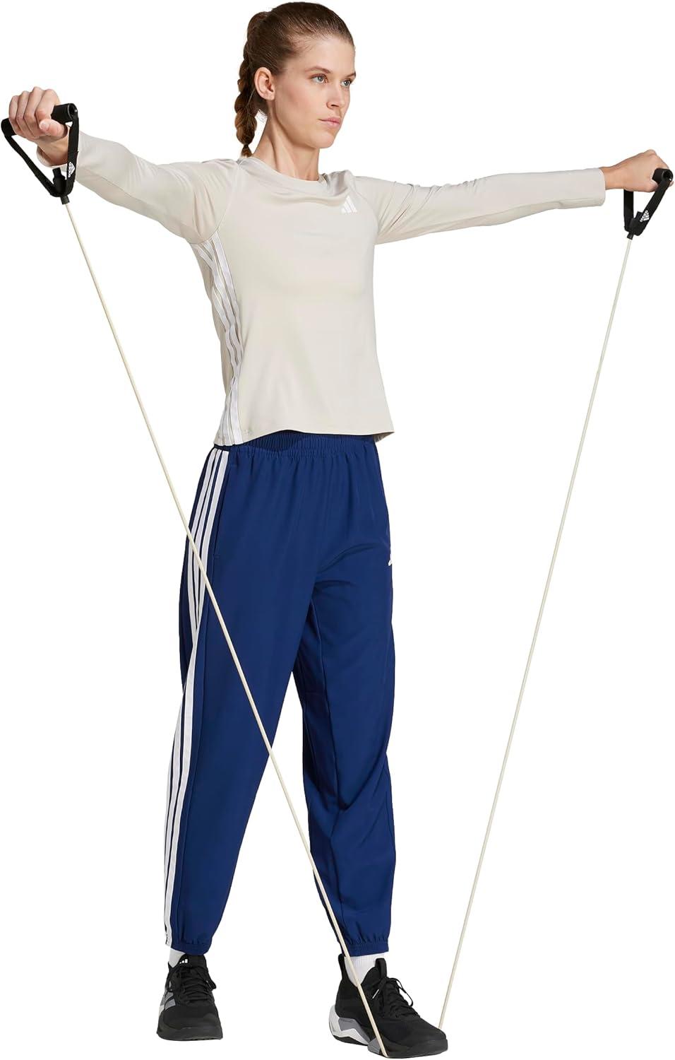 imageadidas Womens Train Essentials 3Stripes Long Sleeve TShirtWonder AluminaWhite