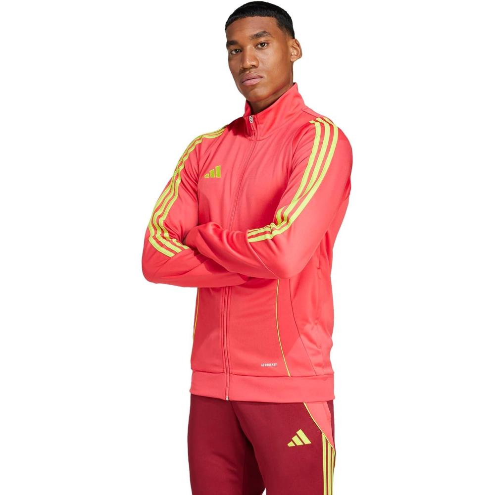 imageadidas Mens Tiro 24 Training JacketCore PinkSemi Solar Yellow