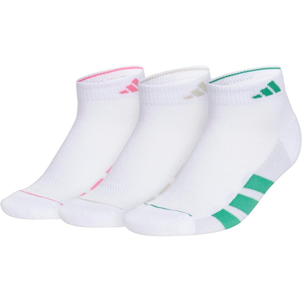 imageadidas Womens All Day Training Low Cut Socks 3Pair athletic performance with targeted cushion for runningWhitePink FusionWonder Alumina Grey