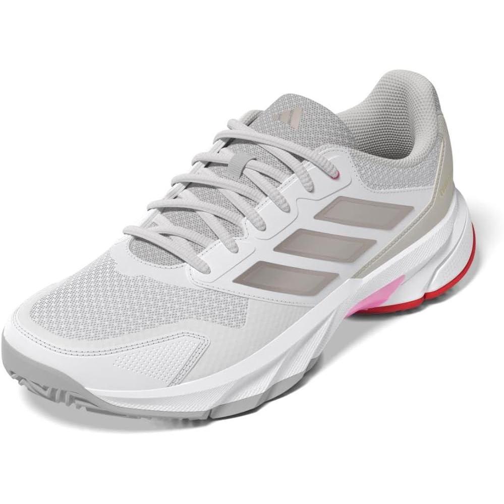 imageadidas Womens Courtjam Control 3 Tennis SneakerWhiteIron MetallicLucid Red