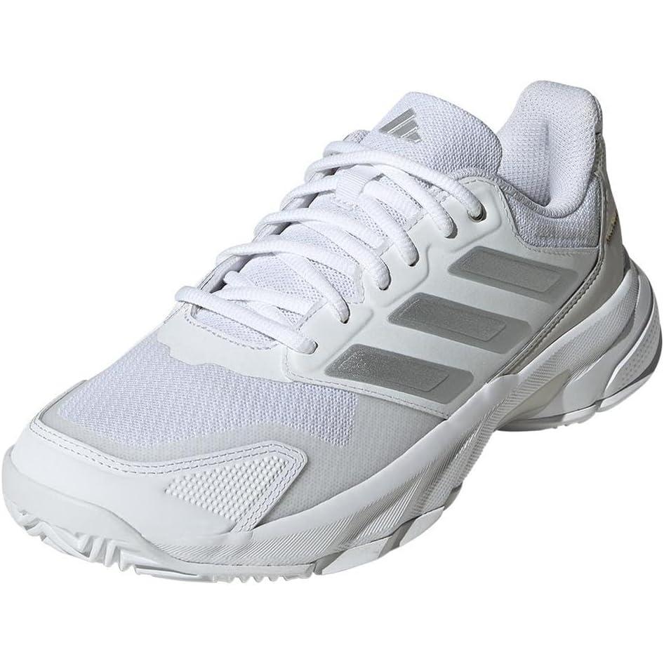 imageadidas Womens Courtjam Control 3 Tennis SneakerWhiteSilver MetallicGrey