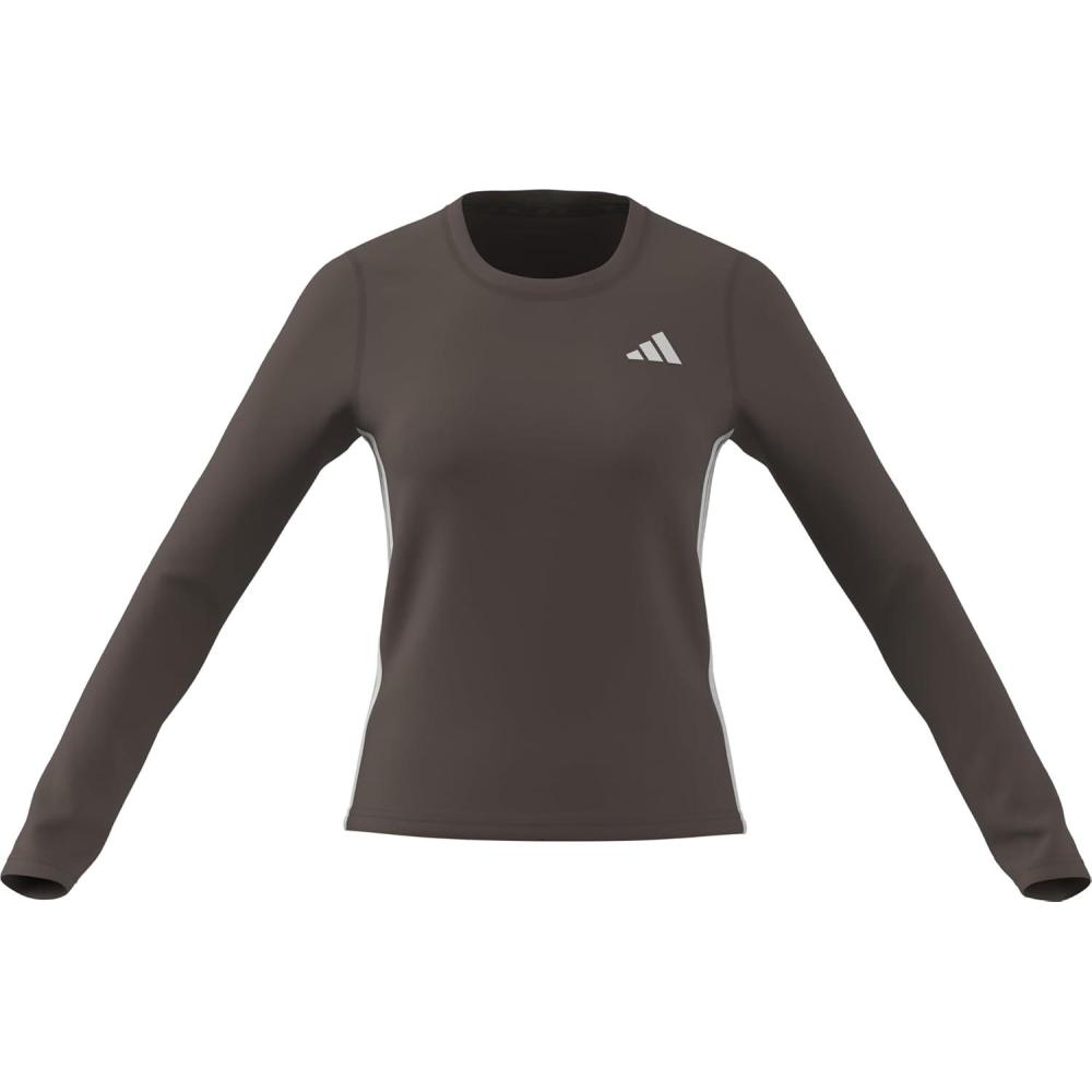 imageadidas Womens Train Essentials 3Stripes Long Sleeve TShirtEarth StrataWhite