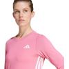 imageadidas Womens Train Essentials 3Stripes Long Sleeve TShirtPink FusionWhite