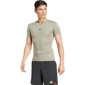 imageadidas Mens Techfit Compression Training TShirtSilver Pebble