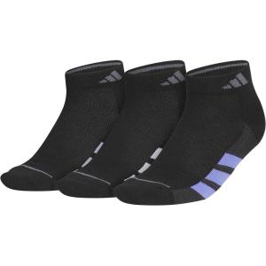 imageadidas Womens All Day Training Low Cut Socks 3Pair athletic performance with targeted cushion for runningBlackViolet Tone PurpleWhite