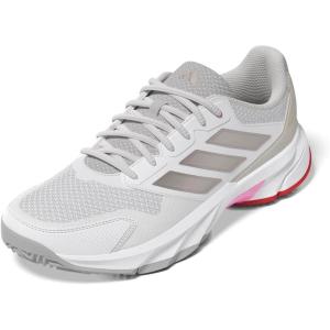 imageadidas Womens Courtjam Control 3 Tennis SneakerWhiteIron MetallicLucid Red