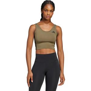 imageadidas Womens Train Essentials 3Stripes Cropped Tank TopOlive StrataBlack