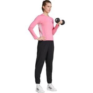 imageadidas Womens Train Essentials 3Stripes Long Sleeve TShirtPink FusionWhite