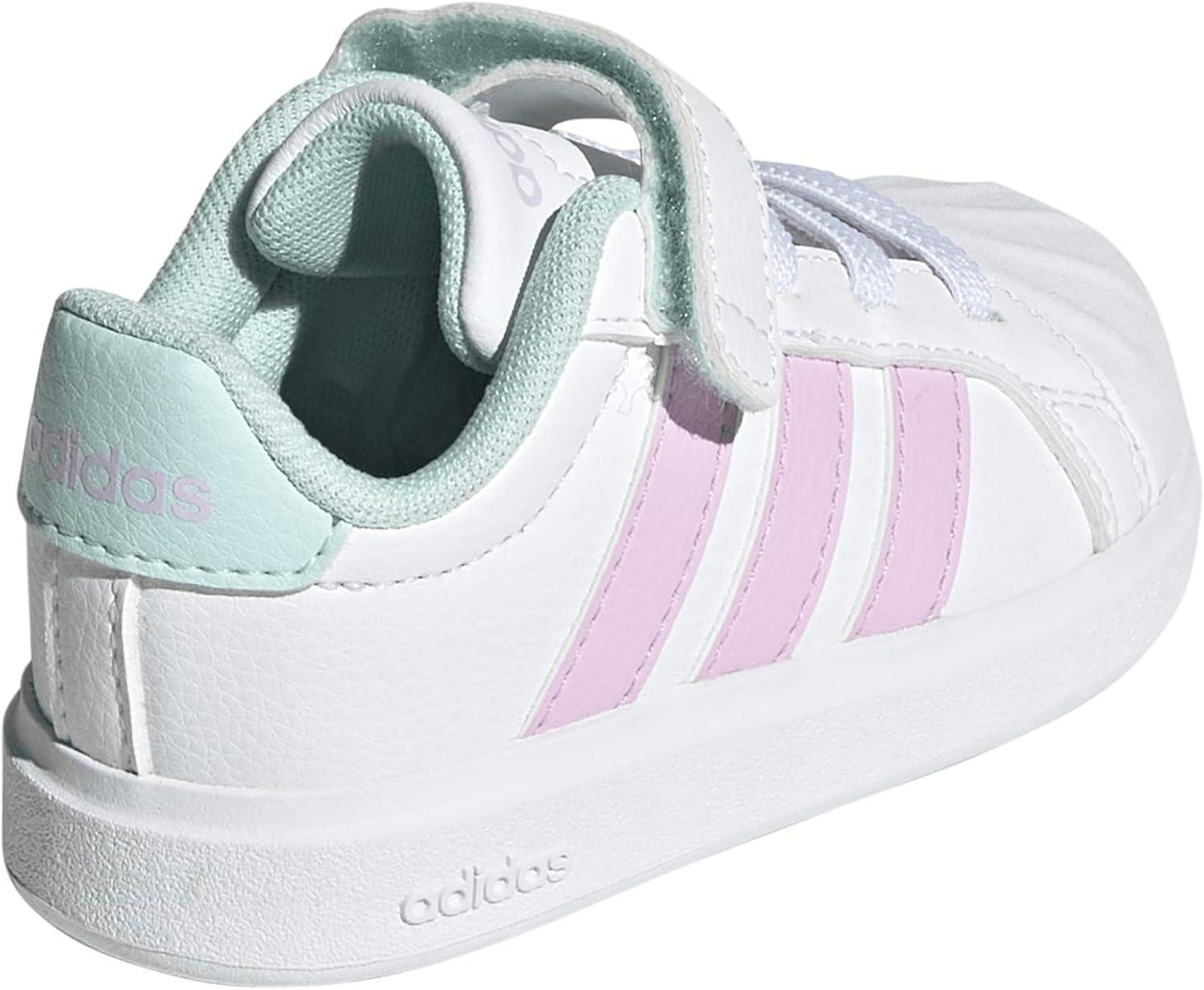 imageAdidas BabyBoys Streettalk Elastic Lace ampamp Strap SneakerWhiteBliss LilacHalo Mint