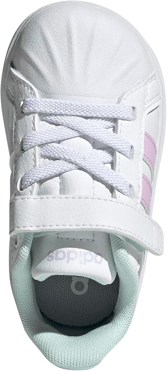 imageAdidas BabyBoys Streettalk Elastic Lace ampamp Strap SneakerWhiteBliss LilacHalo Mint