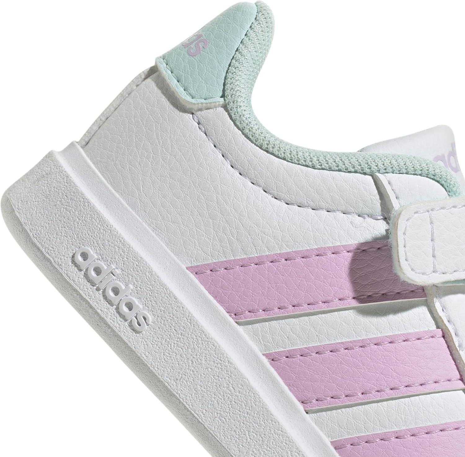 imageAdidas BabyBoys Streettalk Elastic Lace ampamp Strap SneakerWhiteBliss LilacHalo Mint