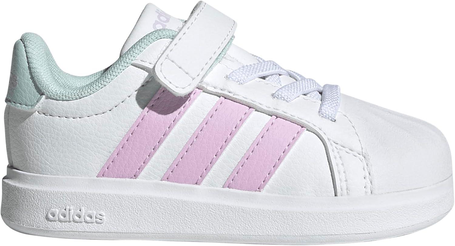imageAdidas BabyBoys Streettalk Elastic Lace ampamp Strap SneakerWhiteBliss LilacHalo Mint