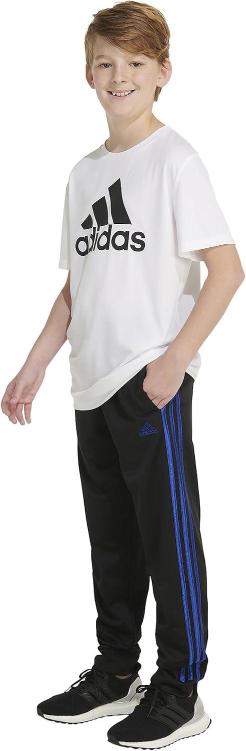 imageadidas Boys Iconic Tricot Jogger PantsBlack With Blue