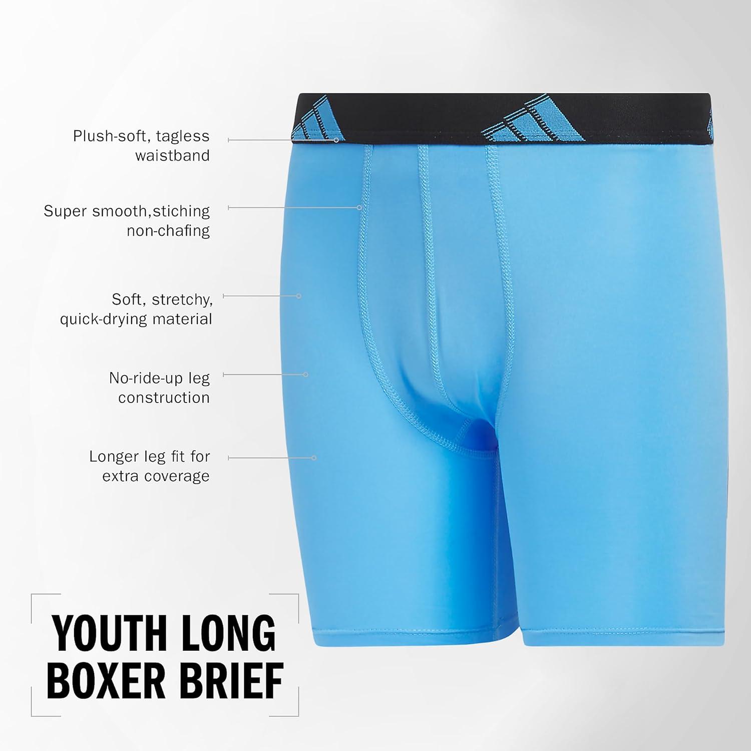 imageadidas Boys Performance Boxer Briefs Underwear for Kids 4PackBetter ScarletActive MaroonBlackMicrofiberGraphic