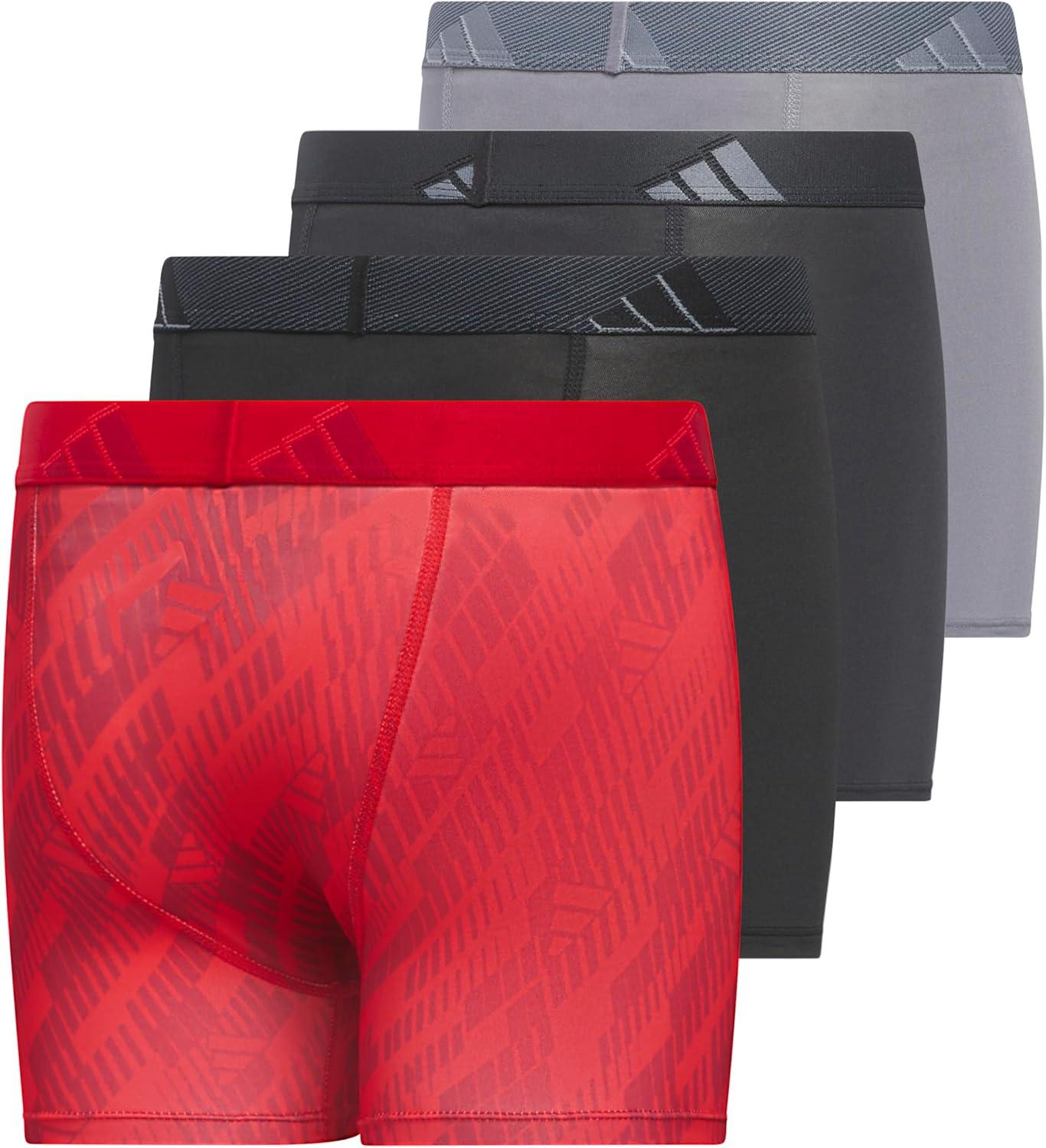 imageadidas Boys Performance Boxer Briefs Underwear for Kids 4PackBetter ScarletActive MaroonBlackMicrofiberGraphic