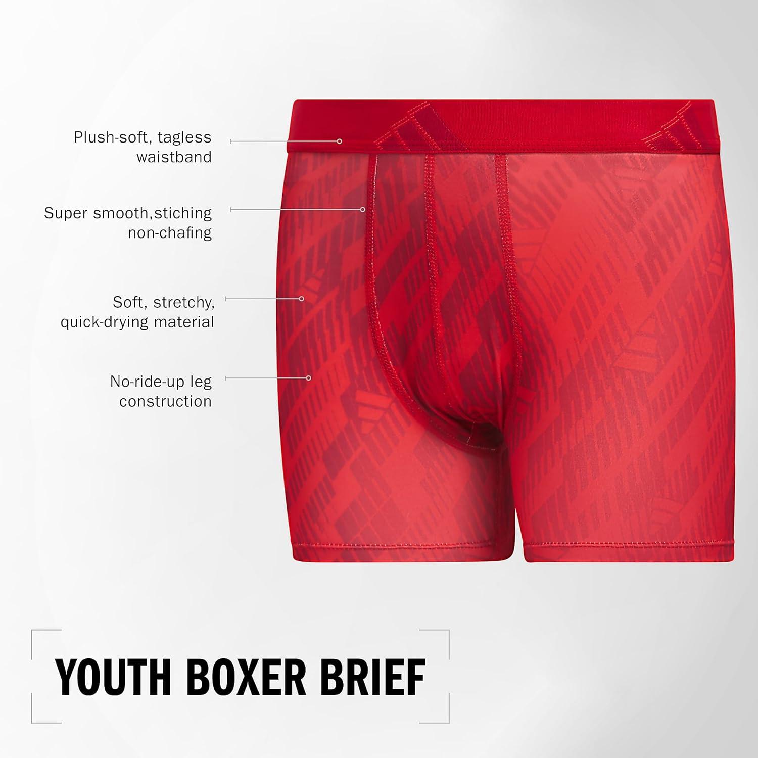 imageadidas Boys Performance Boxer Briefs Underwear for Kids 4PackBetter ScarletCarbon GreyBlackMicrofiber