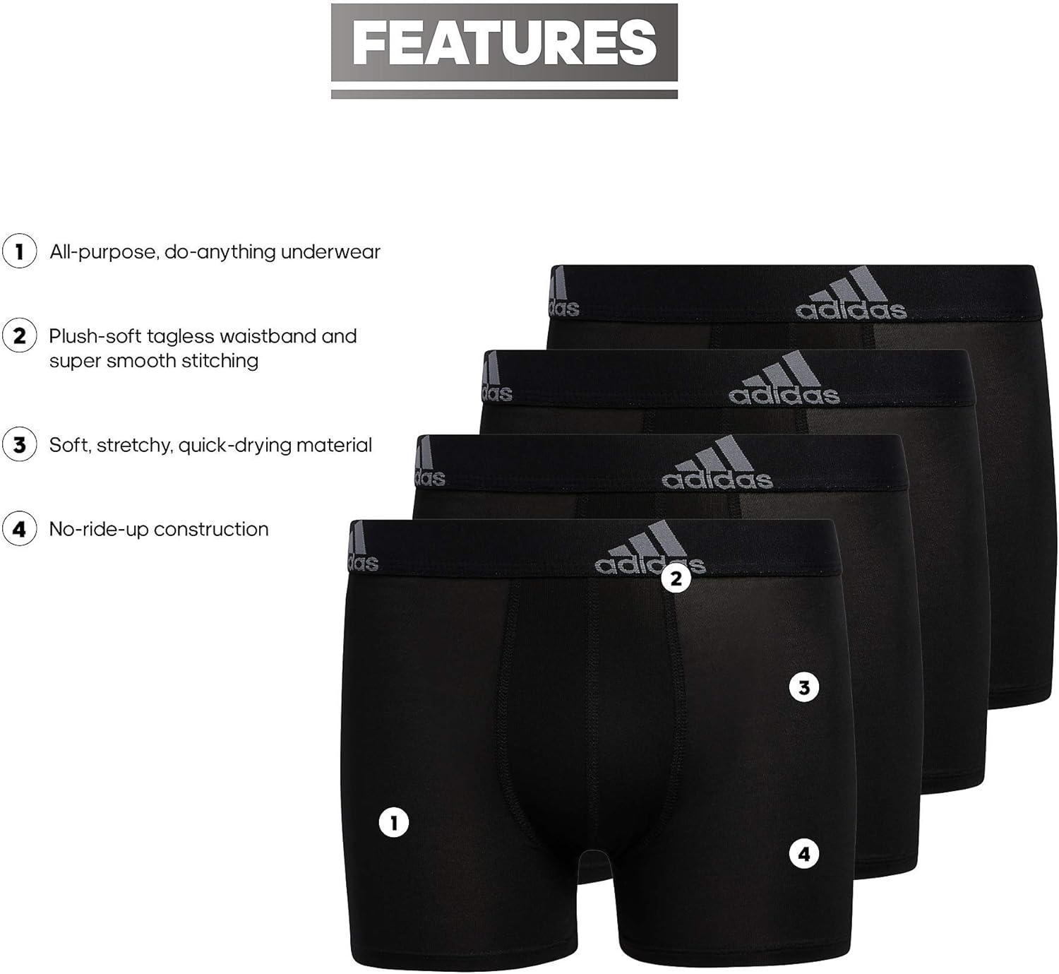 imageadidas Boys Performance Boxer Briefs Underwear for Kids 4PackBlackGreyPerformance