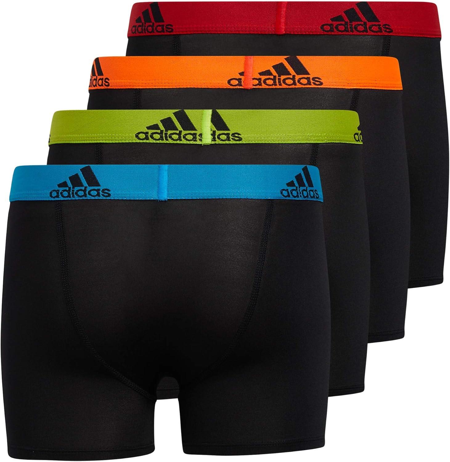 imageadidas Boys Performance Boxer Briefs Underwear for Kids 4PackBlackSolar BlueSemi Solar Slime GreenPerformance
